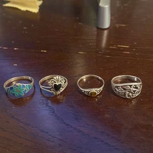 Bundle - 4 sterling silver rings - Size 6 / 6.5